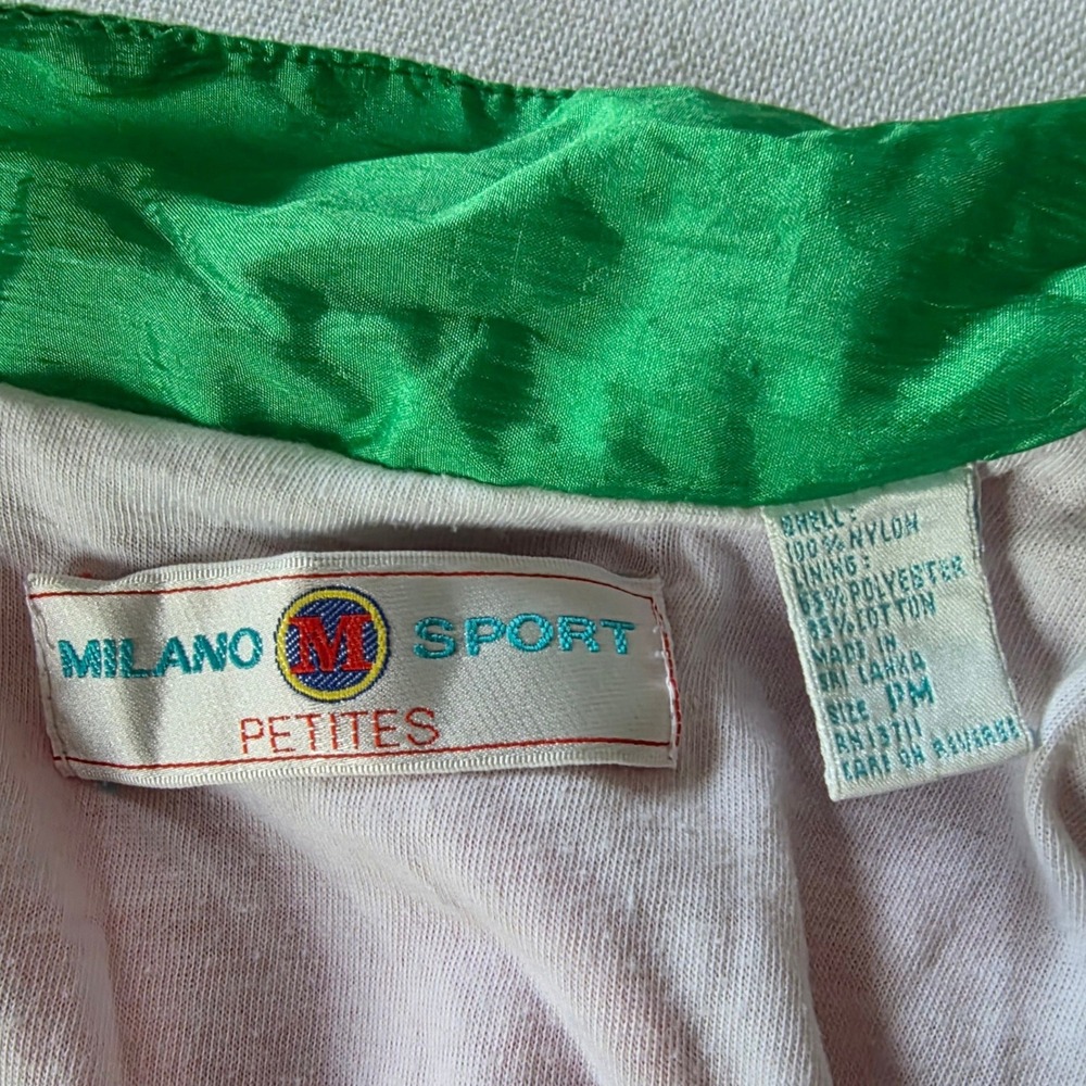 Vintage 90s Colorblock Nylon Windbreaker Milano Petite Med Neon Pink Track - Picture 7 of 8